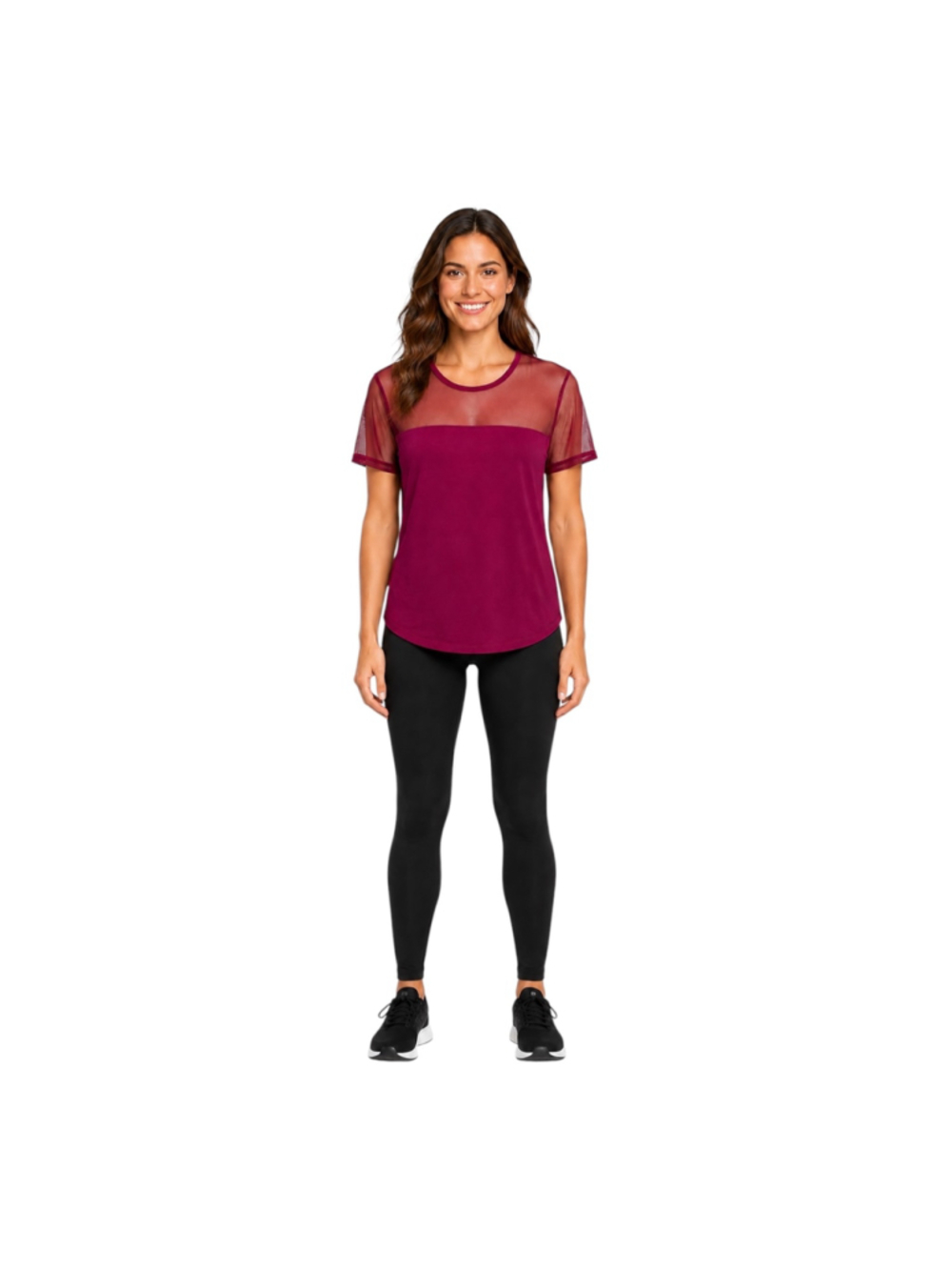 Victoria Sport Mesh Yoke Short Sleeve Athletic Top Medium Magenta